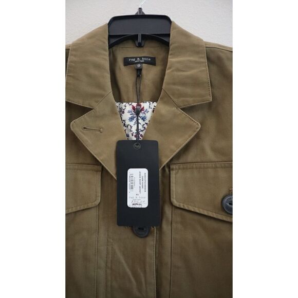 Rag & Bone WAW22P2008 Women's Sz XS Dark Khaki Cropped Jessie Shirt Jacket $525 - Picture 9 of 12